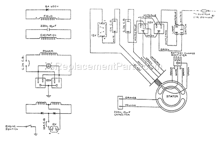 Page F Diagram and Parts List for 8844-0  Briggs and Stratton Generator
